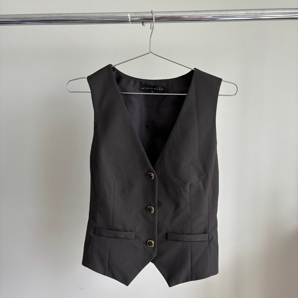 Y2K Antonio Melani Vest Size 8 Pinstripe Dark Academia Corporate Chic 90s Office